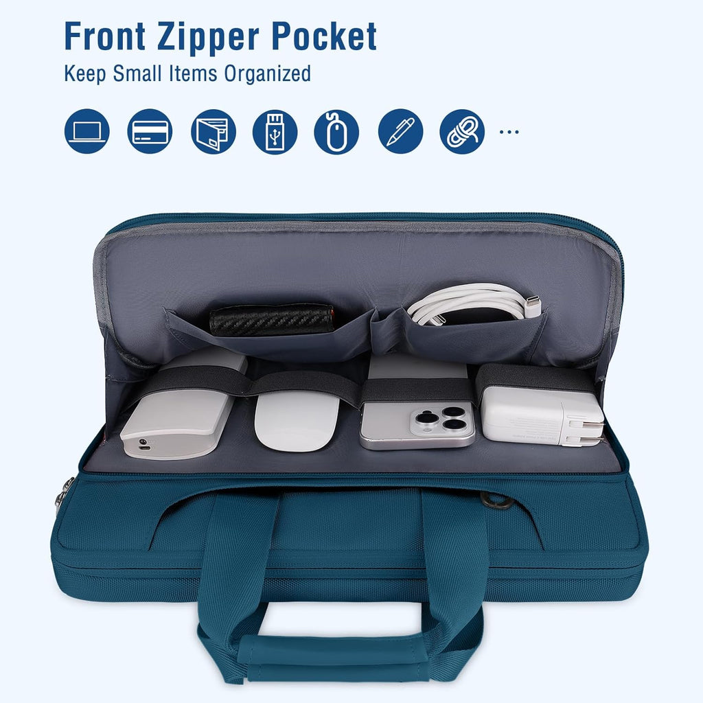 360 Protective Laptop Shoulder Bag Compatible with Macbook Air 15 M4 A3241 M3 A3114 M2 A2941/Pro 16 Inch M4 M3 M2 M1, 15-15.6 Inch Notebook,Matching Color Sleeve with Belt, Teal Green